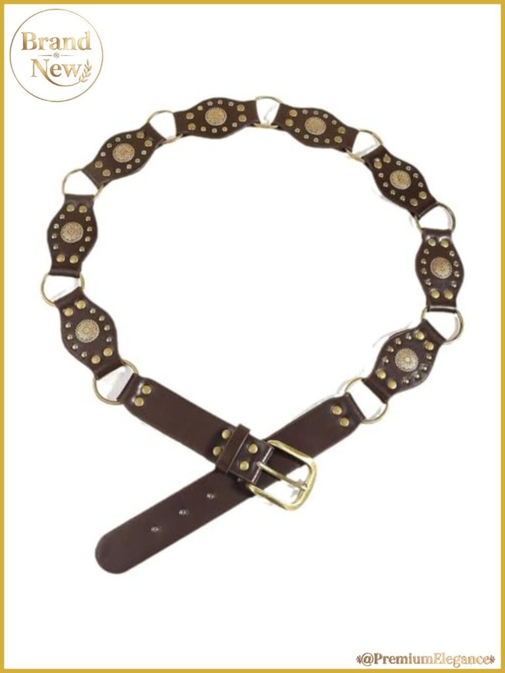 Western Rivet Concho Cowgirl Belt for Jeans Faux Leather Metal Boho